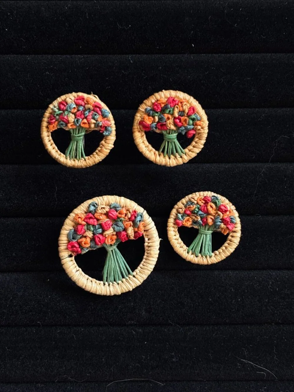 Vintage Floral 1940s Brooch and Clip on earring set